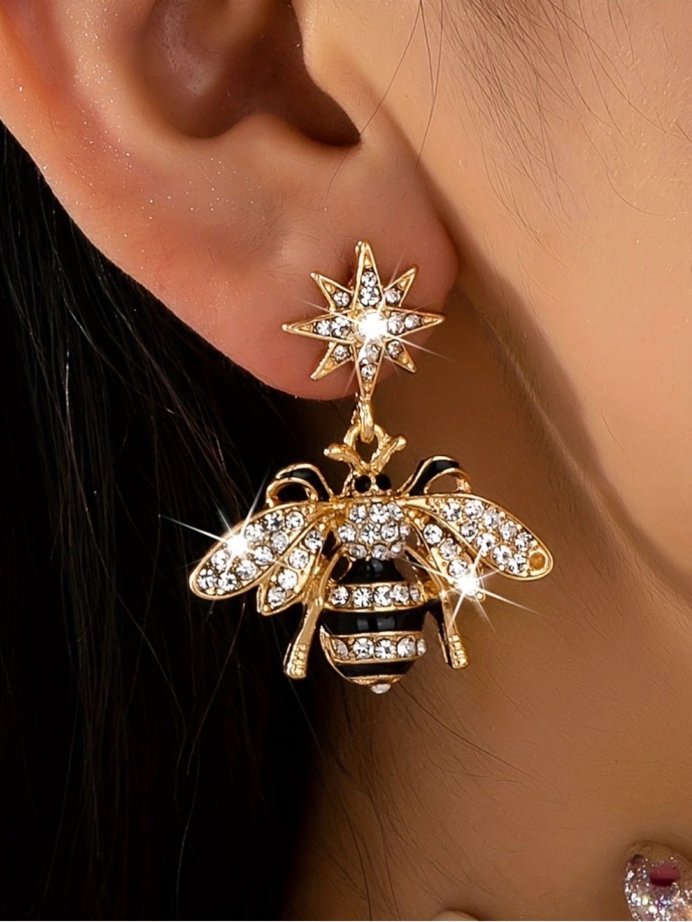 Bee Crystal Honey Earrings